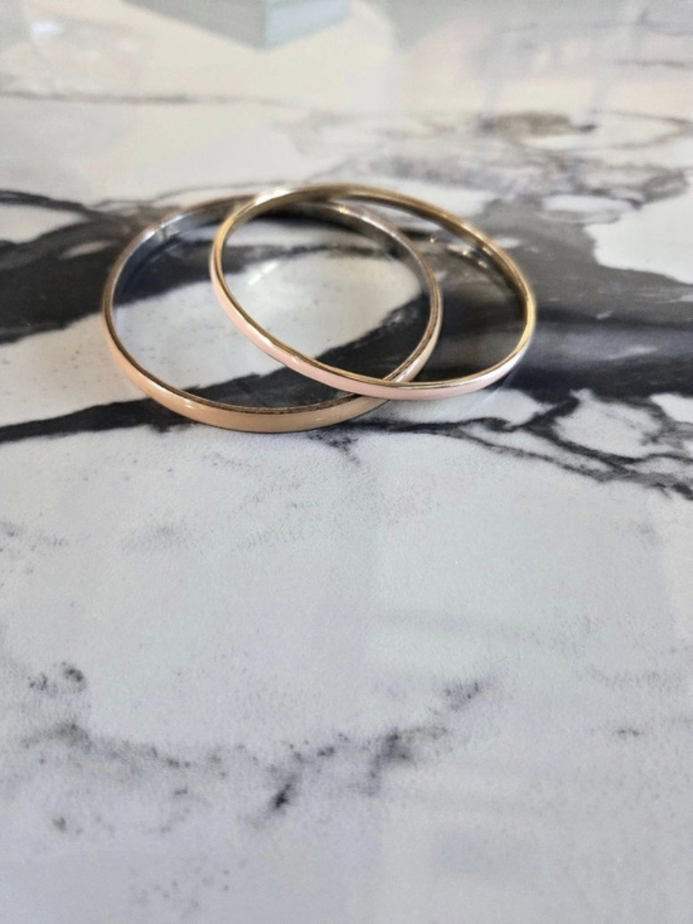 Set of 2 Pastel Enamel Gold-Tone Bangles Stackable Bracelets